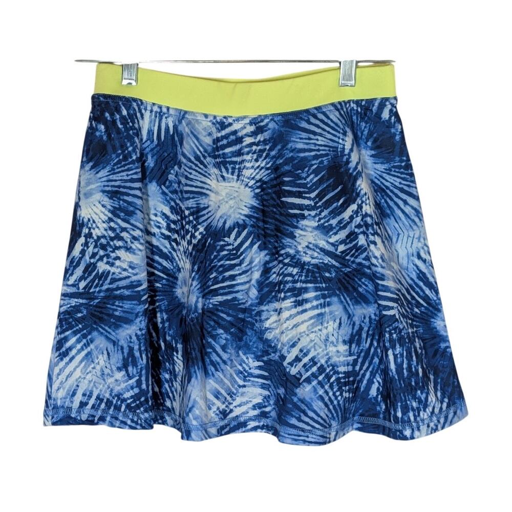 LANDS' END Pull-on Quick Dry Active Skort Girls XL 14-16 Blue Palm Tie Dye